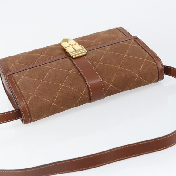 GUCCI Shoulder Bag Suede Leather Brown Gold - Picture 6 of 12